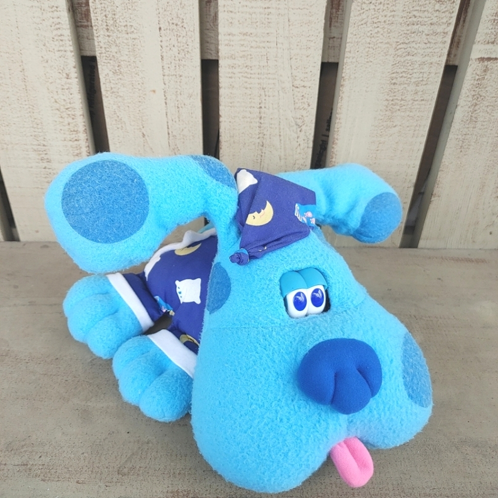 Vintage 90's Blue's Clue's Plush Goodnight Blue Stuffed Animal Animated Works